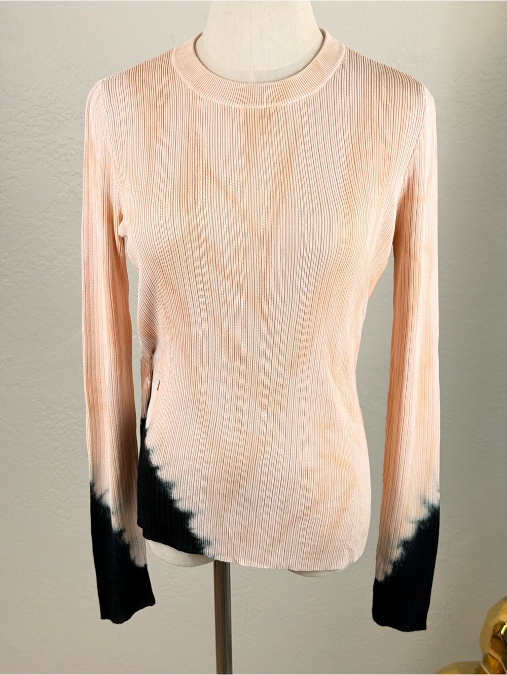 LUXE Proenza Schouler Resort Runway Tie Dye Ribbed Knit Top Peach Navy M - Picture 6 of 14